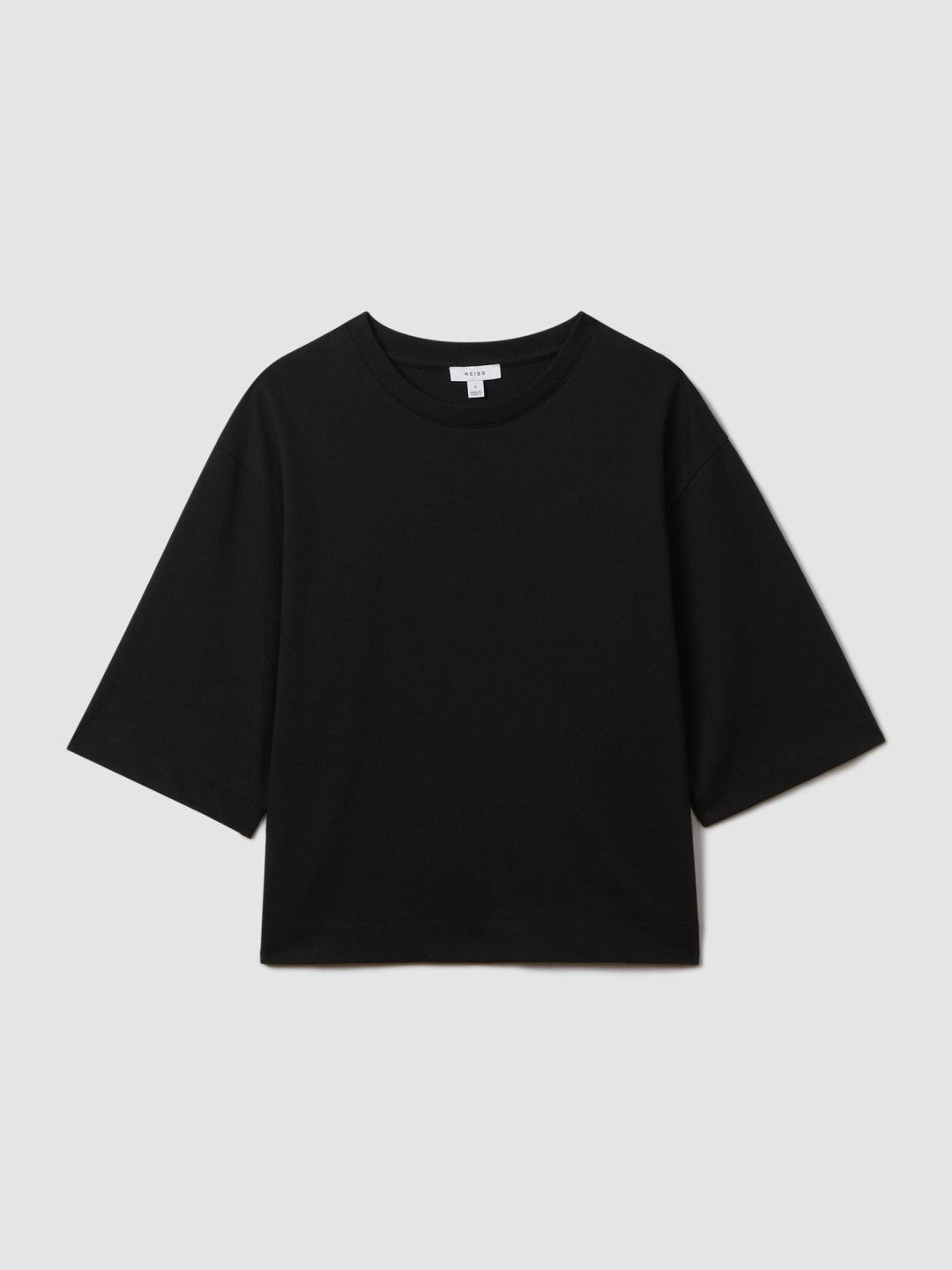 Reiss Oversized Cotton Crew Neck T-Shirt in Black