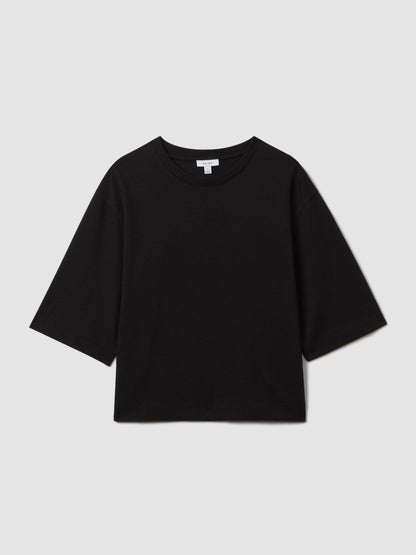 Reiss Oversized Cotton Crew Neck T-Shirt in Black