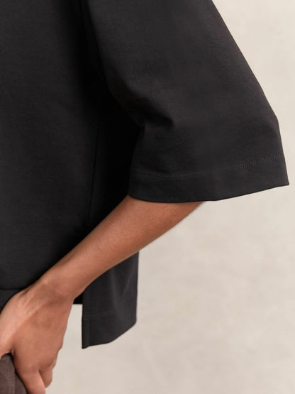 Reiss Oversized Cotton Crew Neck T-Shirt in Black