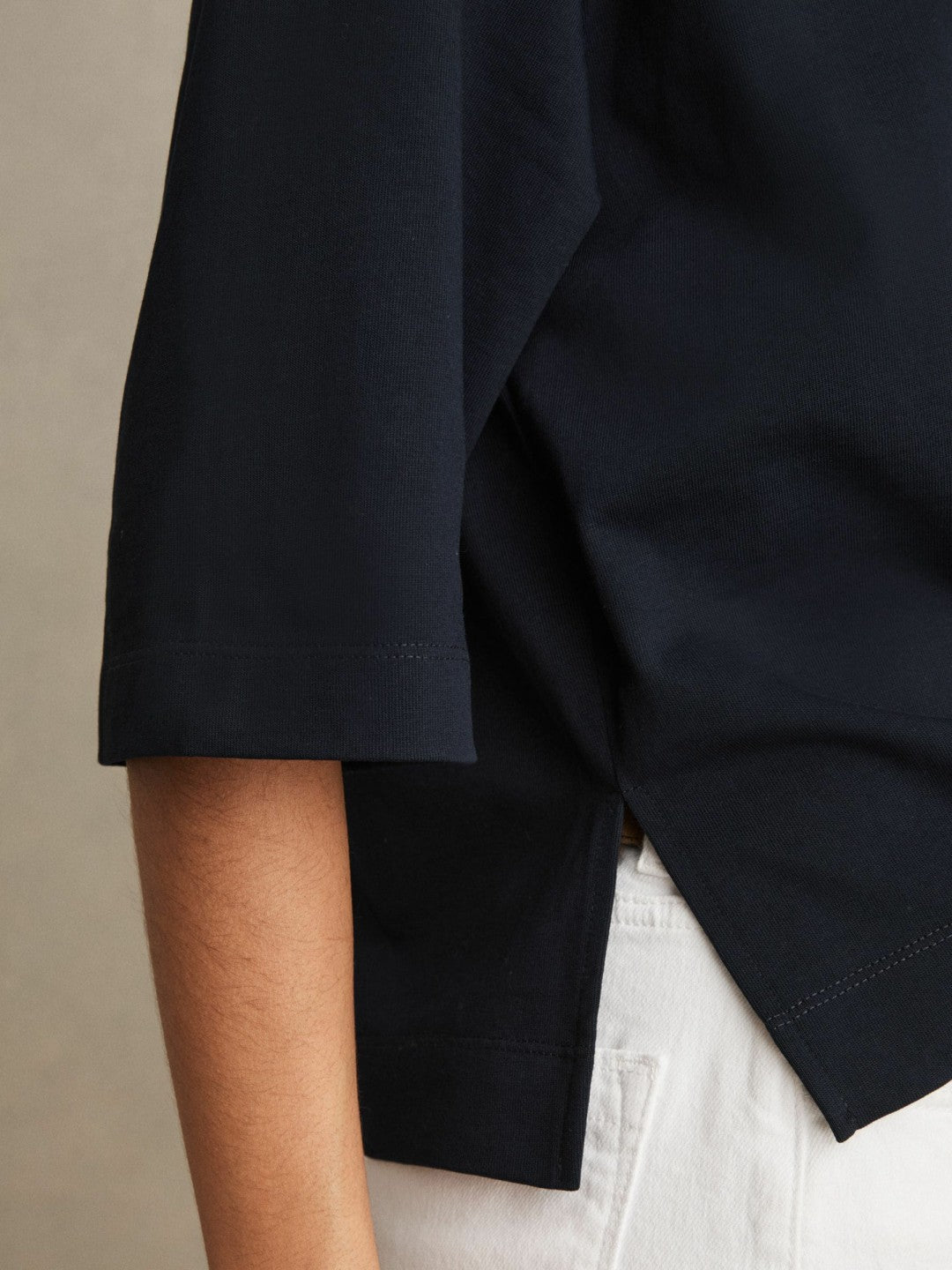 Reiss Oversized Cotton Crew Neck T-Shirt in Navy
