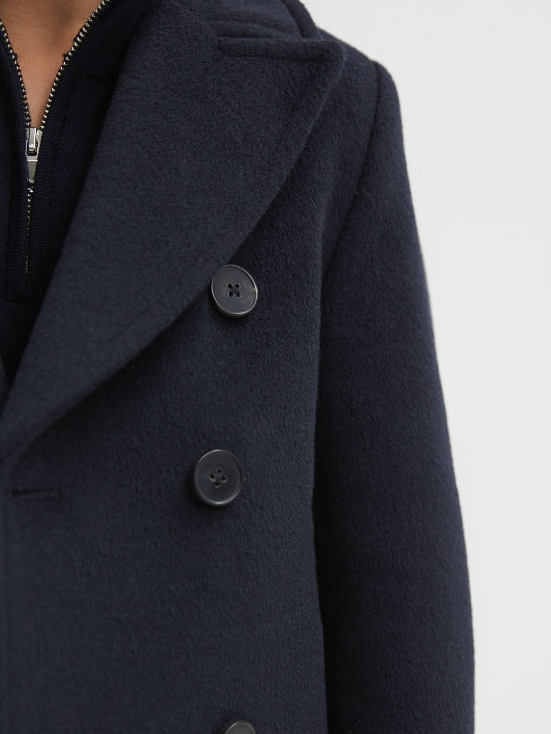 Reiss 9-13 yrs Wool Blend Twill Double Breasted Coat in Navy