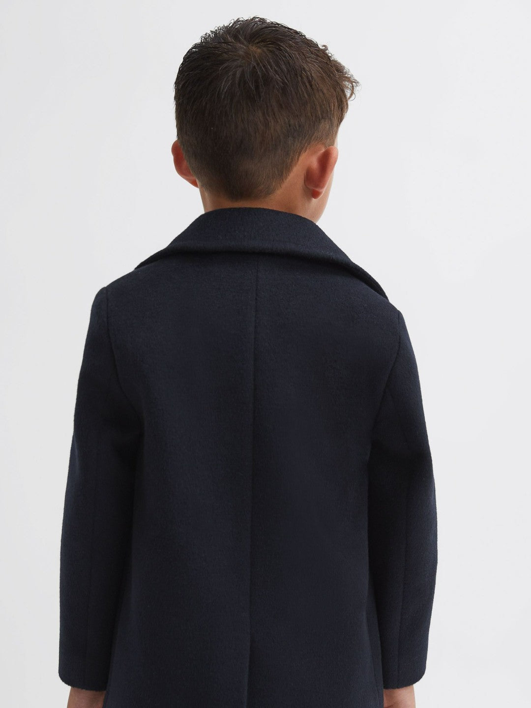 Reiss 9-13 yrs Wool Blend Twill Double Breasted Coat in Navy