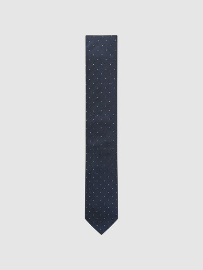 Reiss Polka Dot Silk Tie in Navy