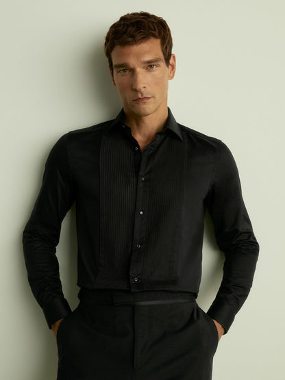 Reiss Slim Fit Cotton Dinner Shirt in Black