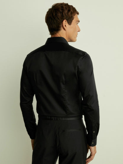 Reiss Slim Fit Cotton Dinner Shirt in Black