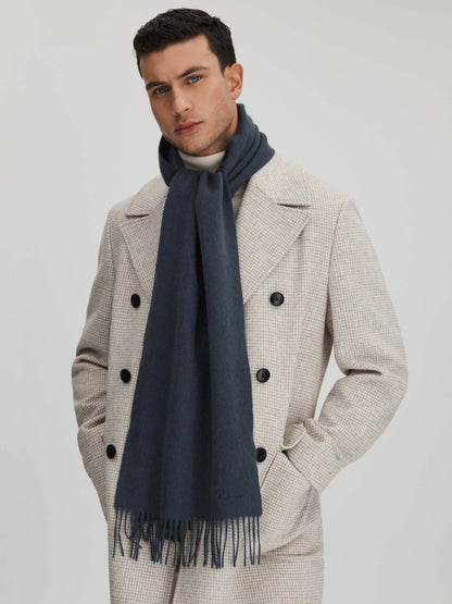 Reiss Wool and Cashmere Scarf in Airforce Blue