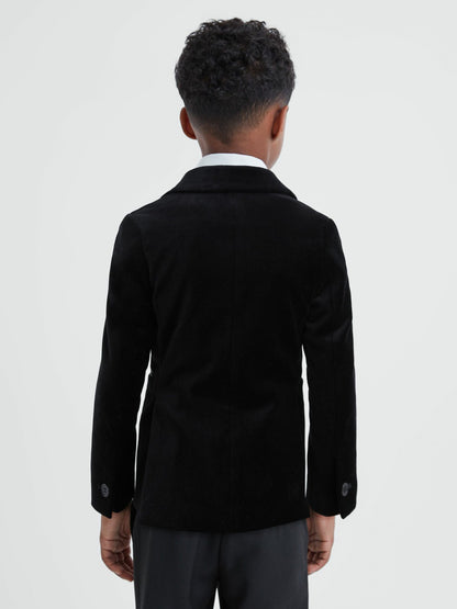 Reiss 3-9 yrs Single Breasted Velvet Blazer in Black