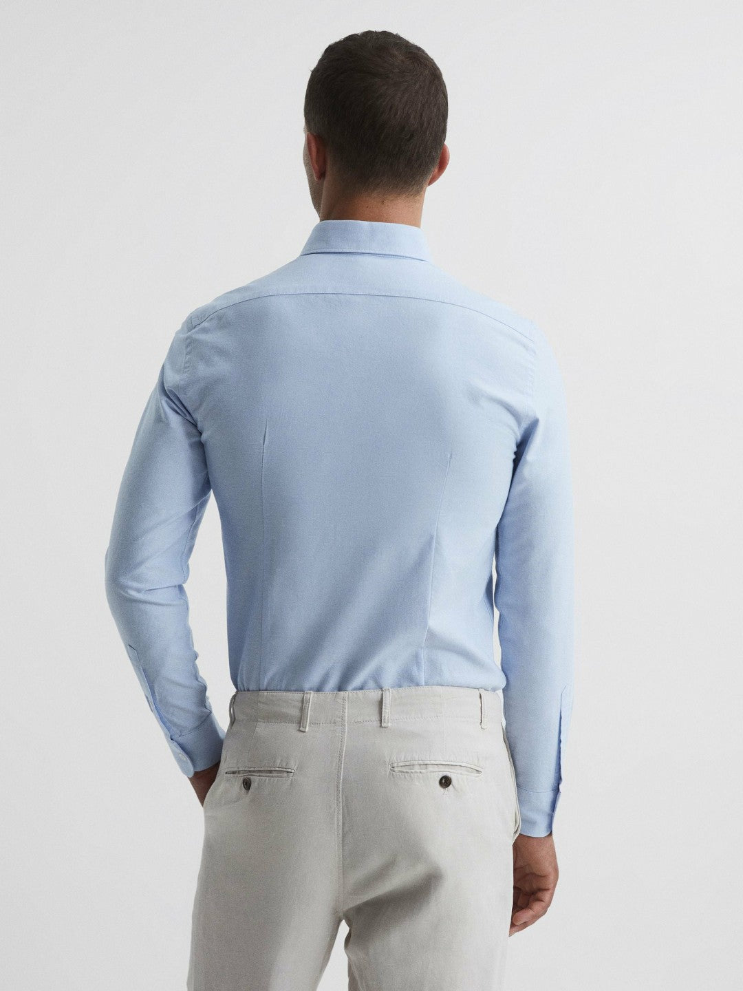 Reiss Soft Wash Button Down Oxford Shirt in Soft Blue