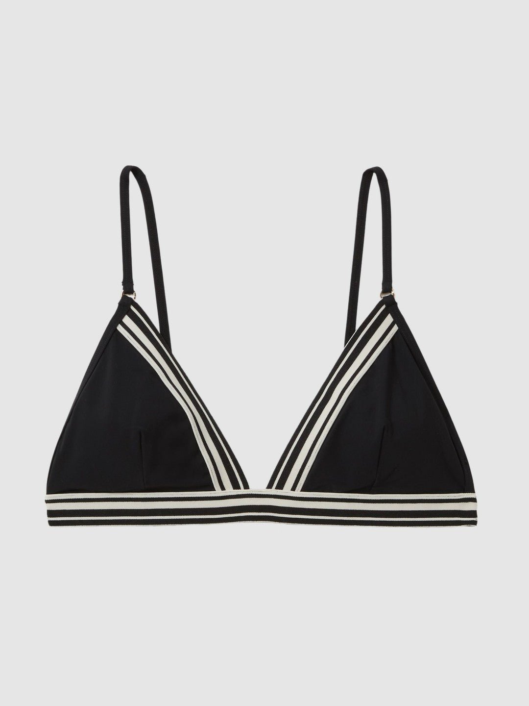 Reiss Triangle Colourblock Bikini Top in Black