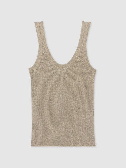 Reiss Metallic Vest Top in Gold
