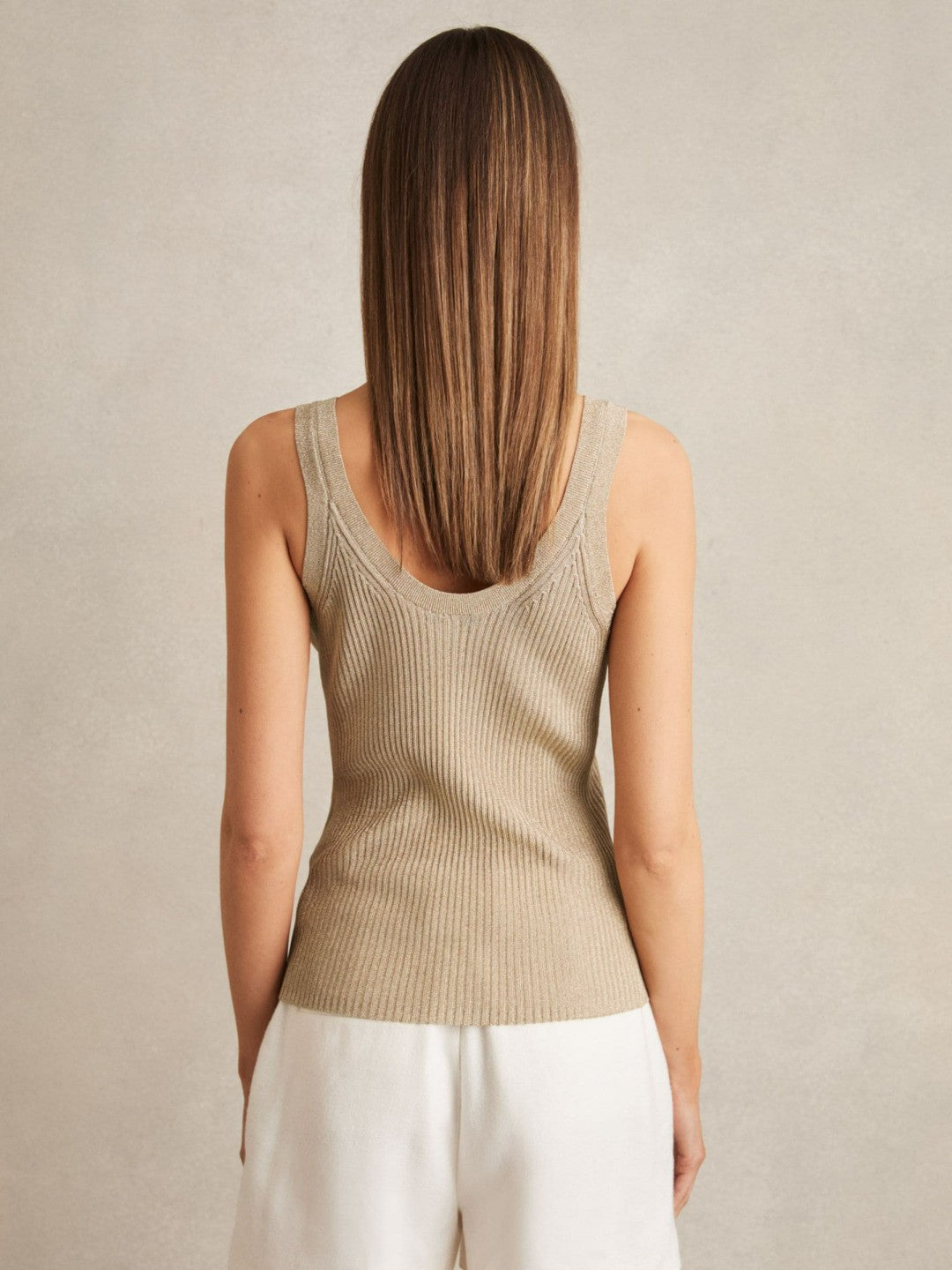 Reiss Metallic Vest Top in Gold