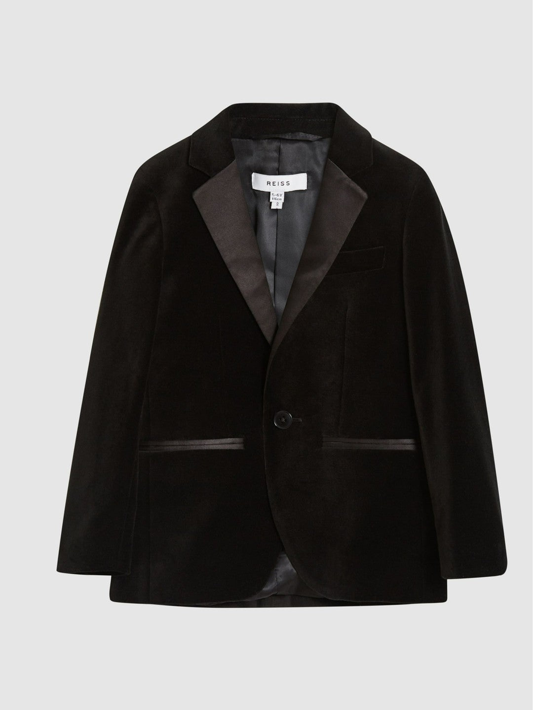 Reiss 4-9 yrs Single Breasted Velvet Blazer in Black