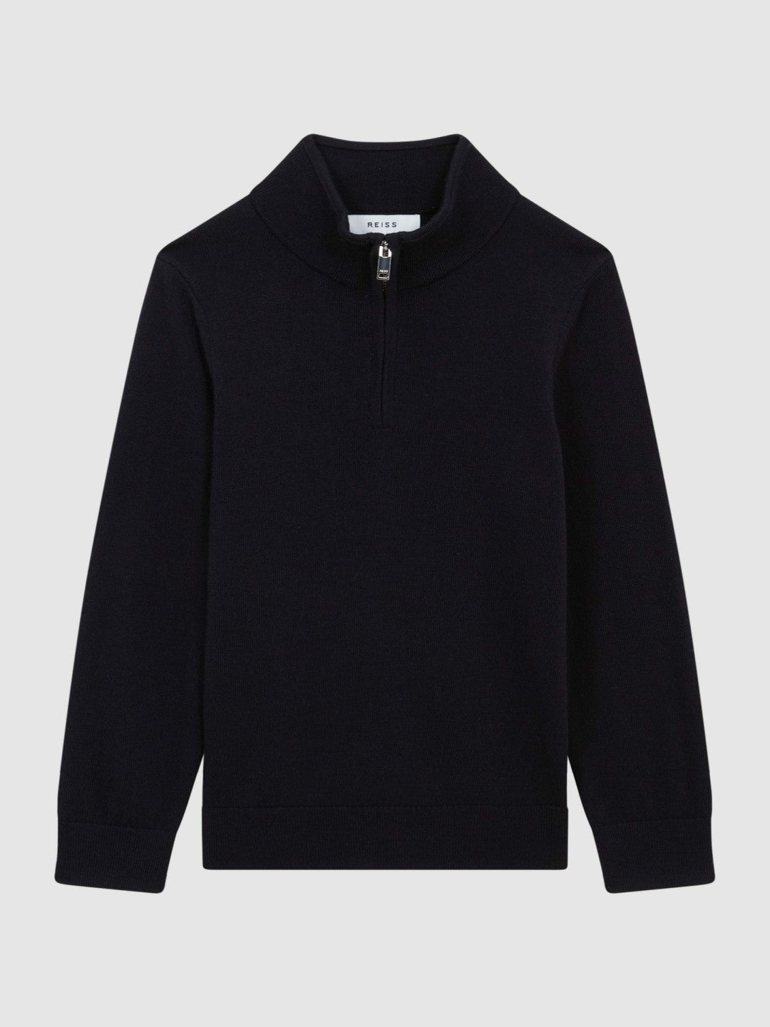 Reiss 4-9 yrs Merino Wool Zip-Neck Jumper in Navy