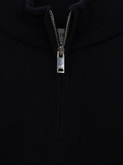 Reiss 4-9 yrs Merino Wool Zip-Neck Jumper in Navy