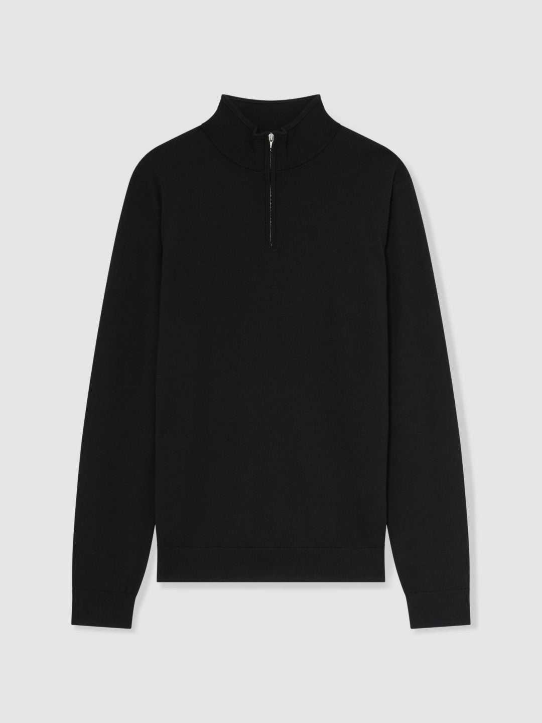 Reiss Merino Wool Half-Zip Jumper in Black