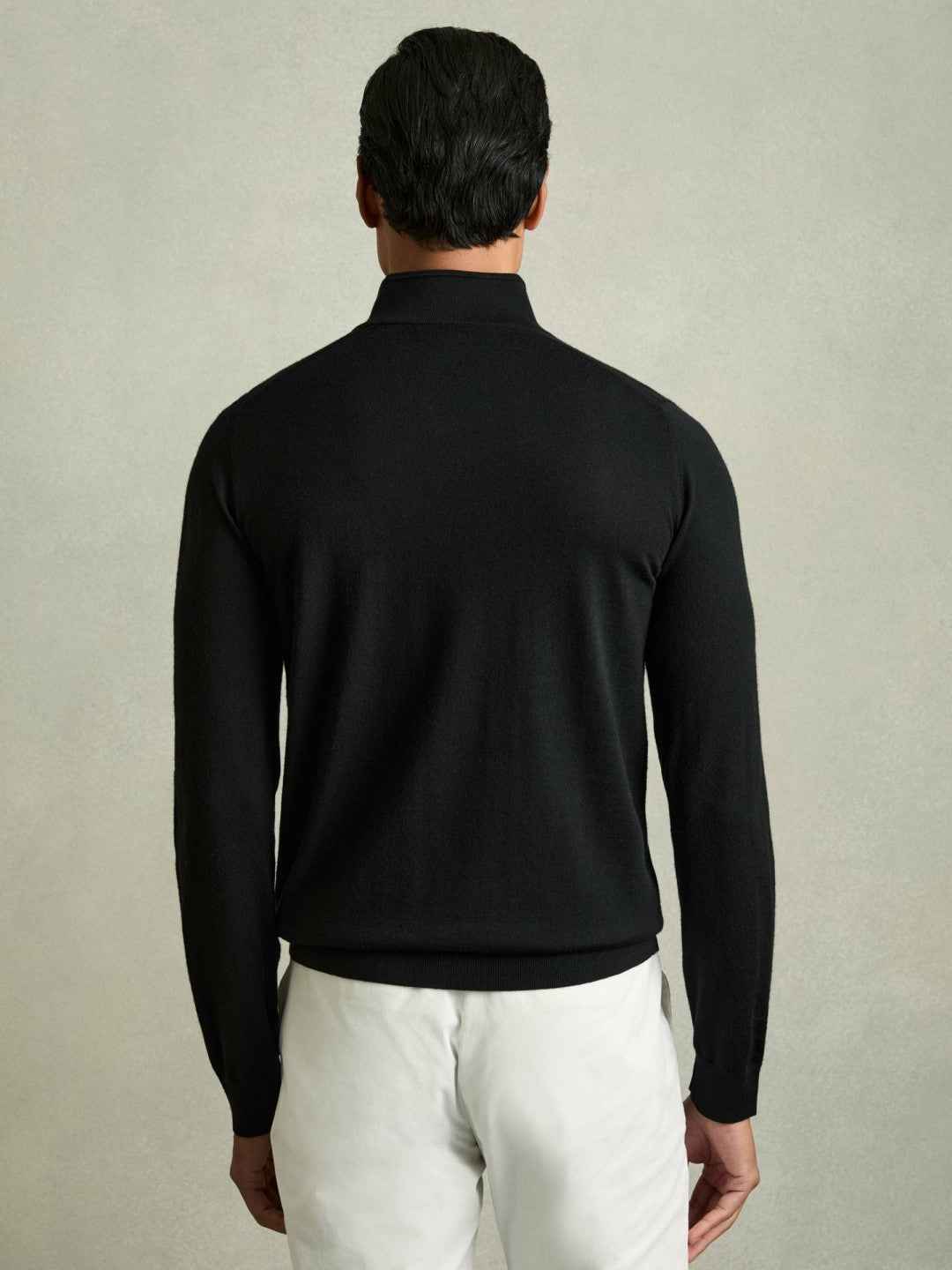 Reiss Merino Wool Half-Zip Jumper in Black