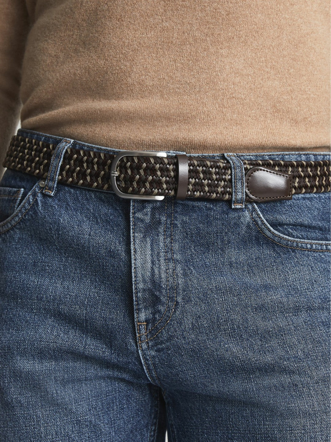Reiss Woven Belt in Dark Brown
