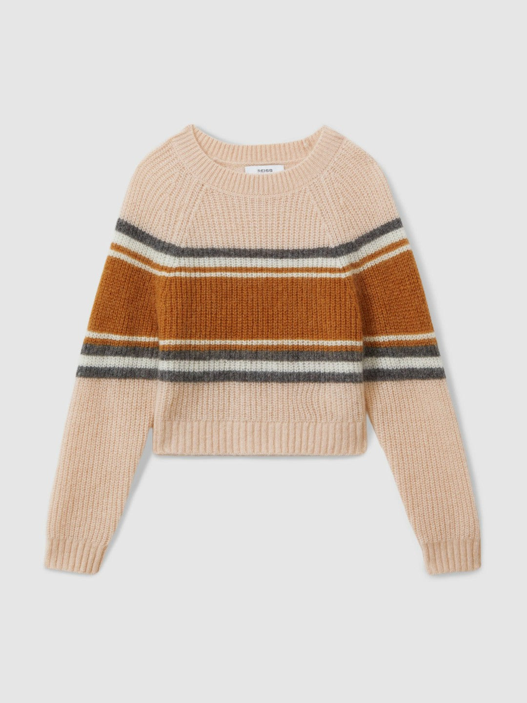 Reiss Colourblock Striped Jumper in Pink