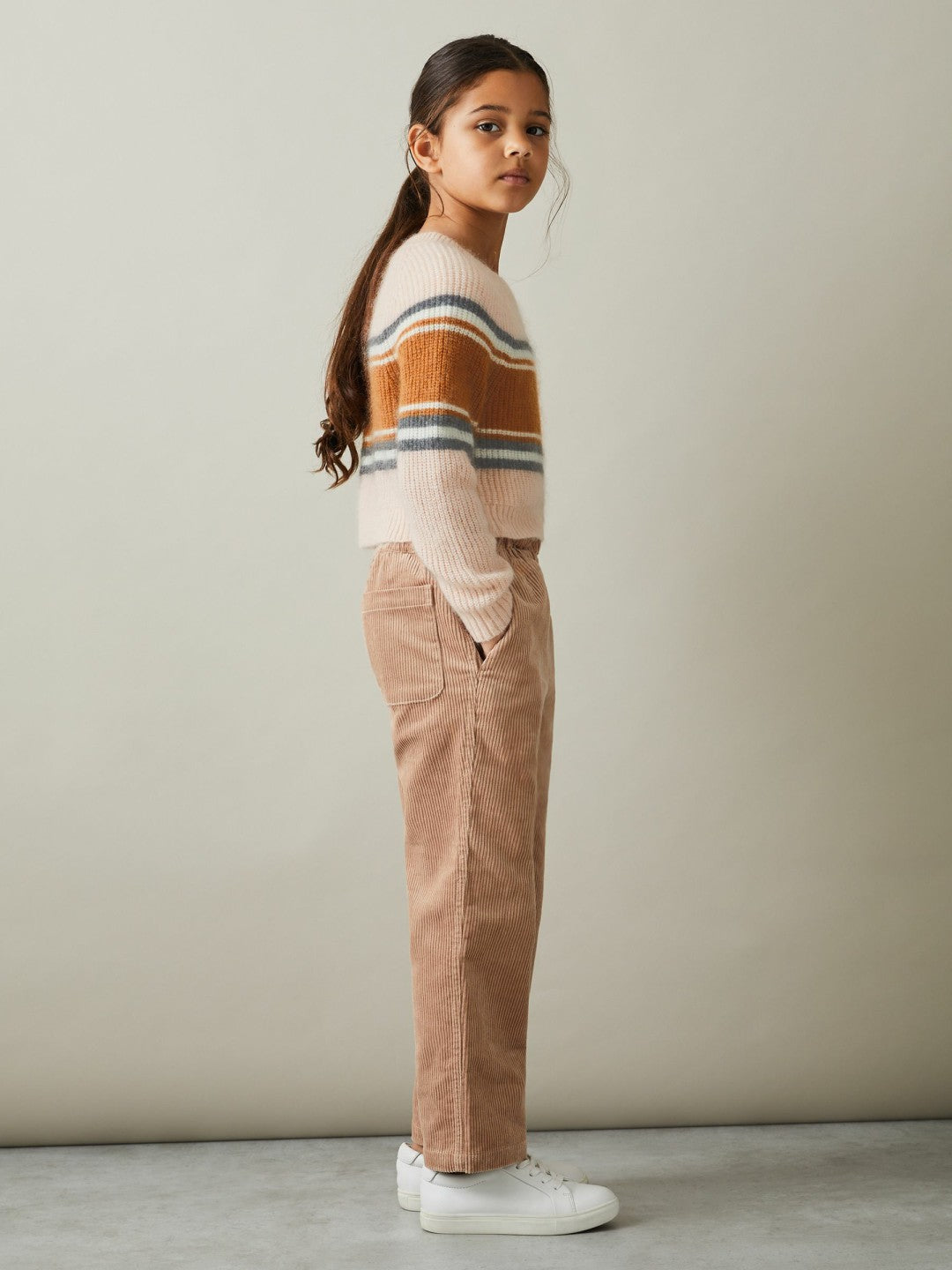 Reiss Colourblock Striped Jumper in Pink