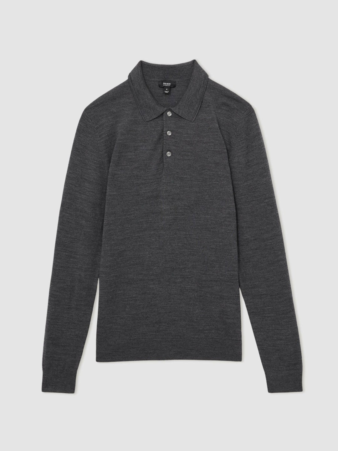 Reiss Merino Wool Polo Shirt in Derby Grey Marl