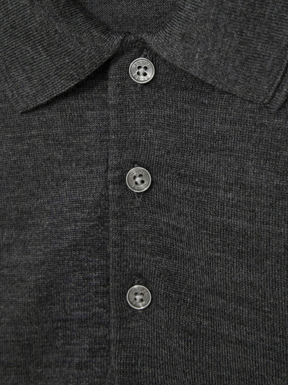 Reiss Merino Wool Polo Shirt in Derby Grey Marl