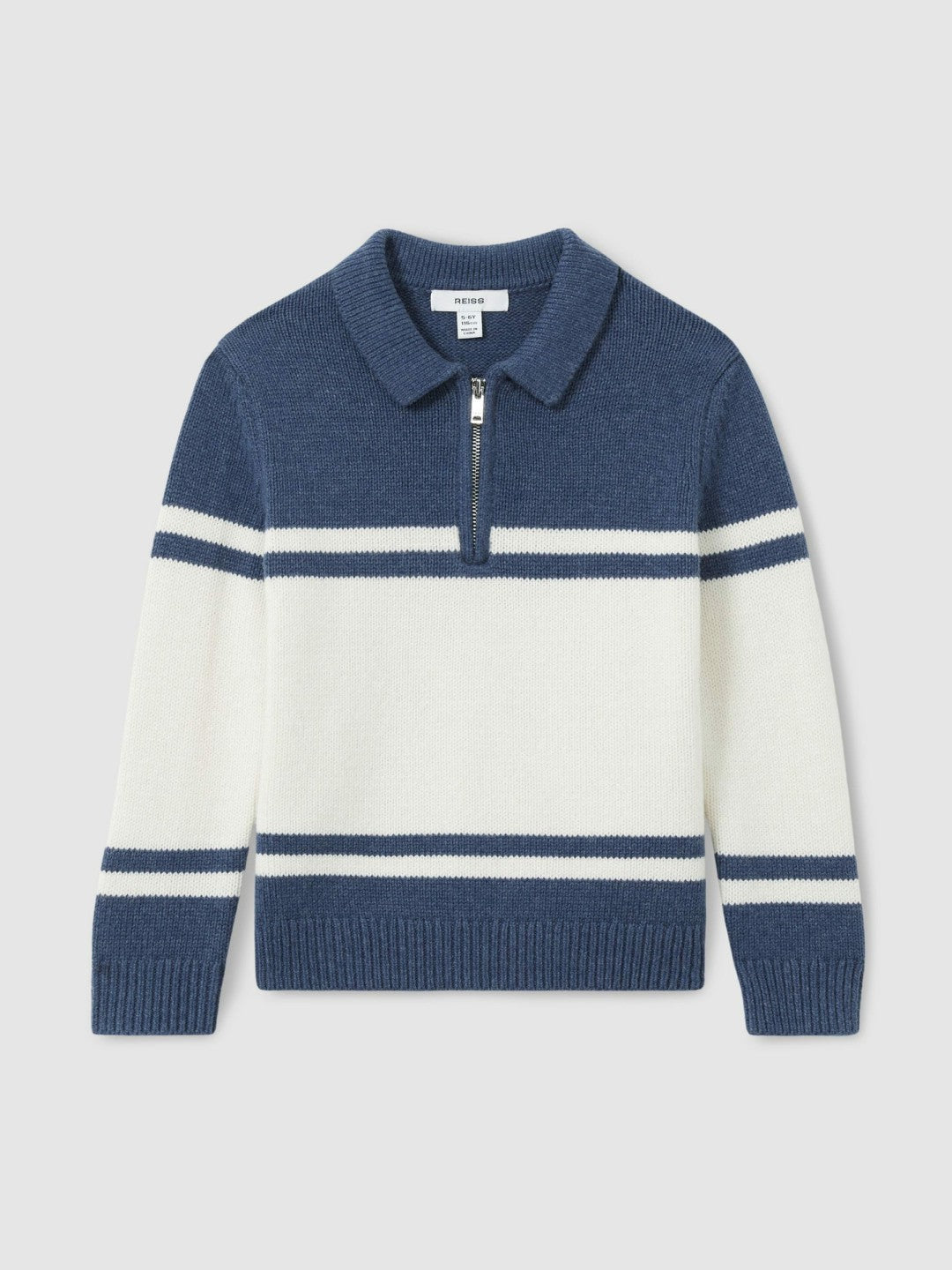 Reiss 9-13 yrs Half-Zip Colour-Block Polo Shirt in Blue/White