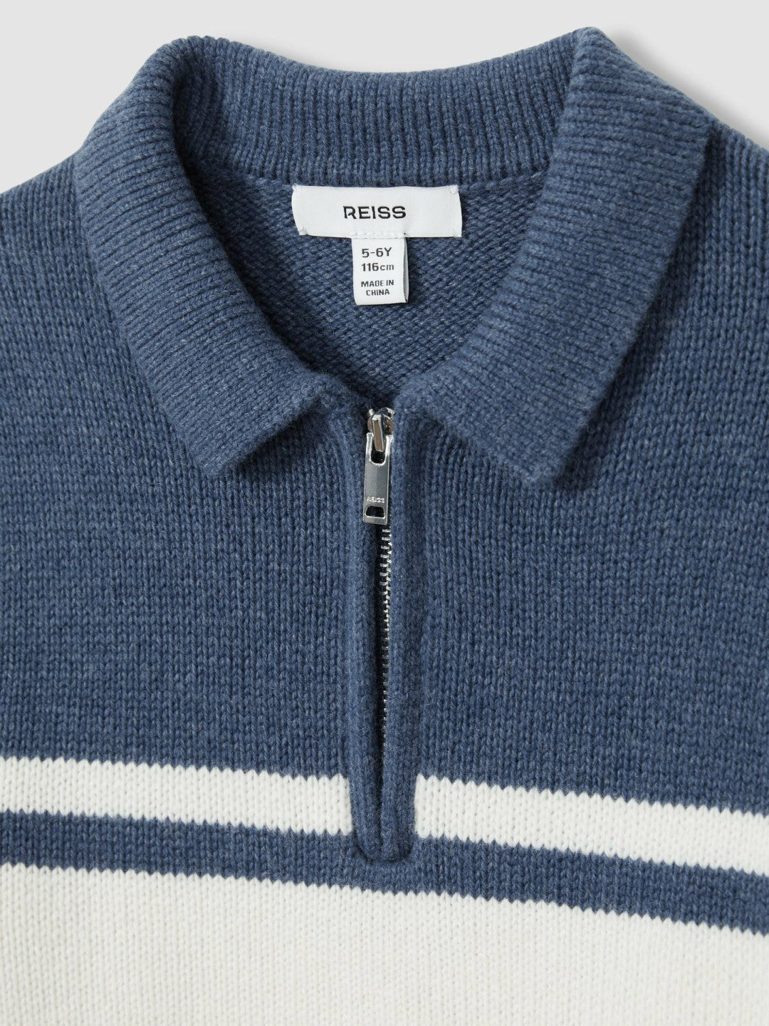 Reiss 9-13 yrs Half-Zip Colour-Block Polo Shirt in Blue/White