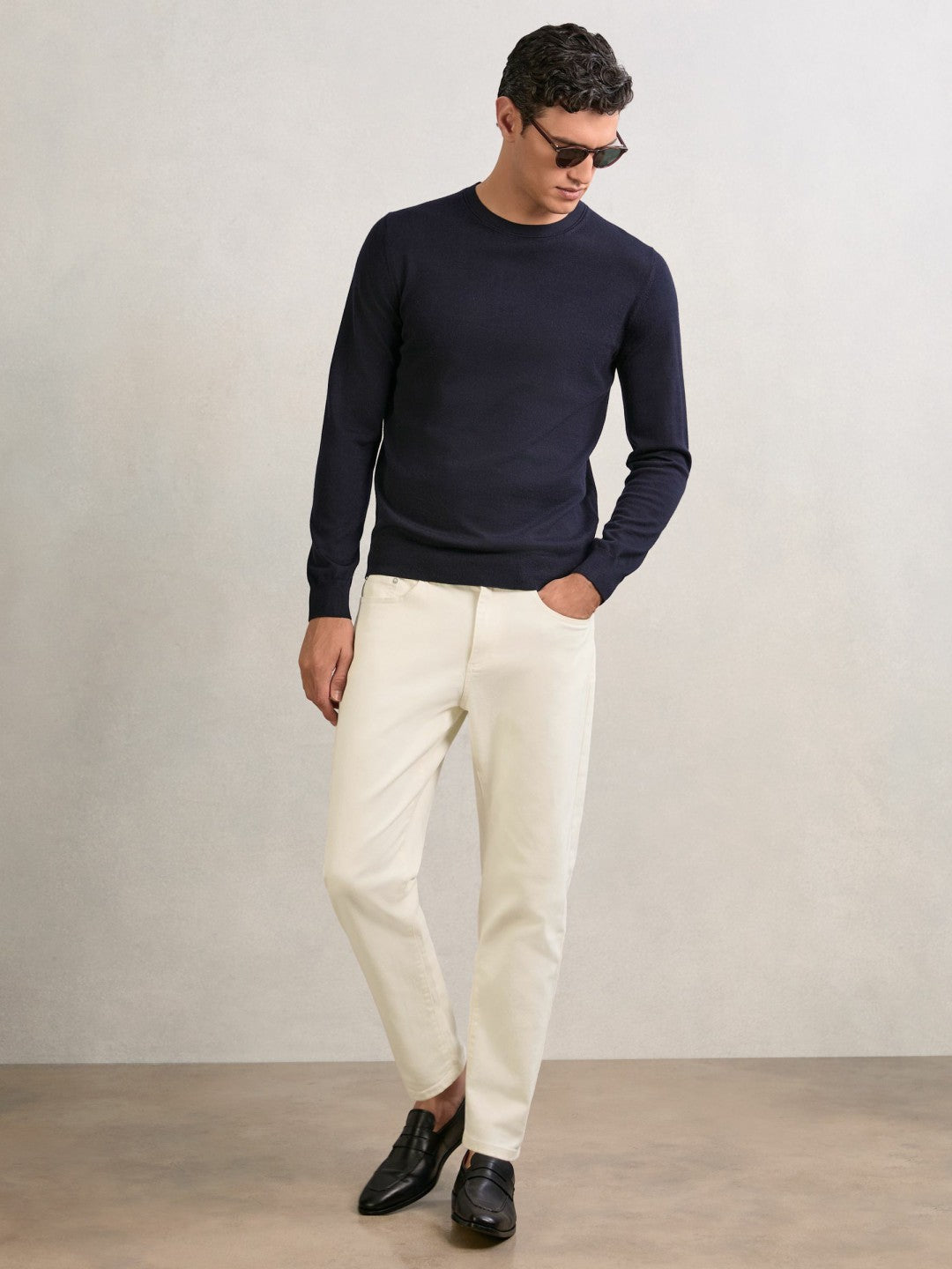 Reiss Relaxed-Fit Cropped Jeans in White