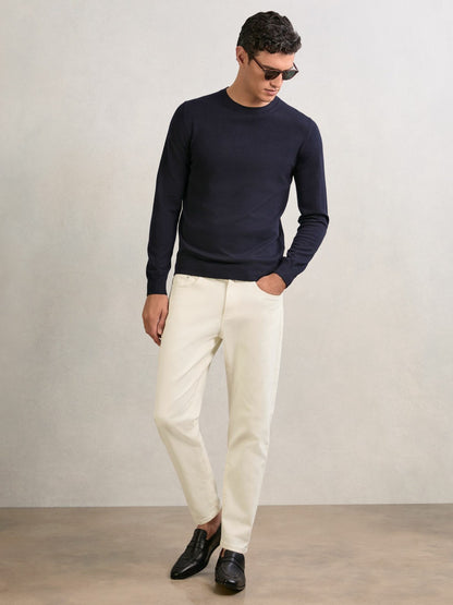 Reiss Relaxed-Fit Cropped Jeans in White