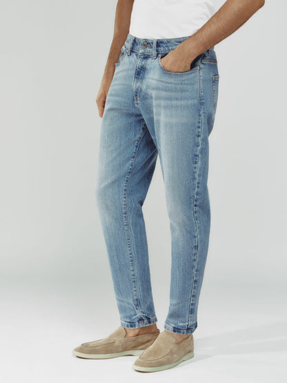 Reiss Relaxed-Fit Cropped Jeans in Light Blue Wash