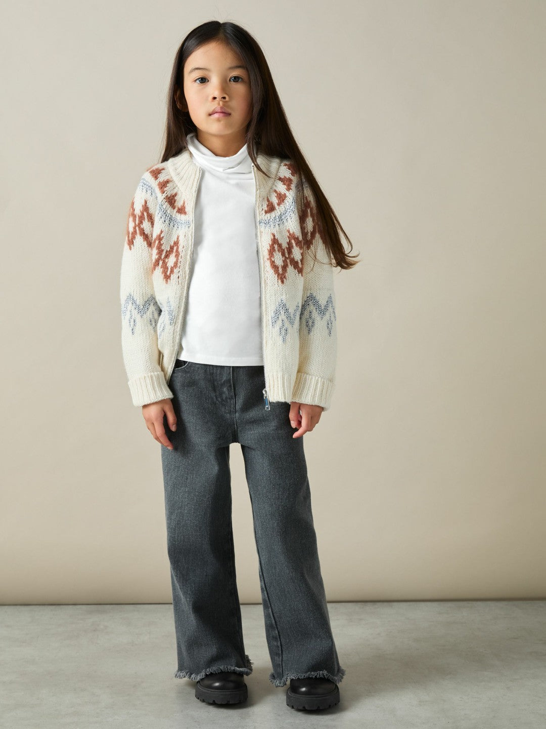 Reiss 9-13 yrs Cotton-Jersey Roll-Neck Top with Stretch in Ivory