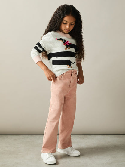 Reiss 4-9 yrs Wide-Leg Jeans in Pink