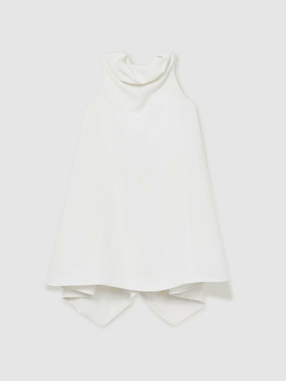 Reiss 13-14 yrs High-Neck Drape Back Dress in Ivory