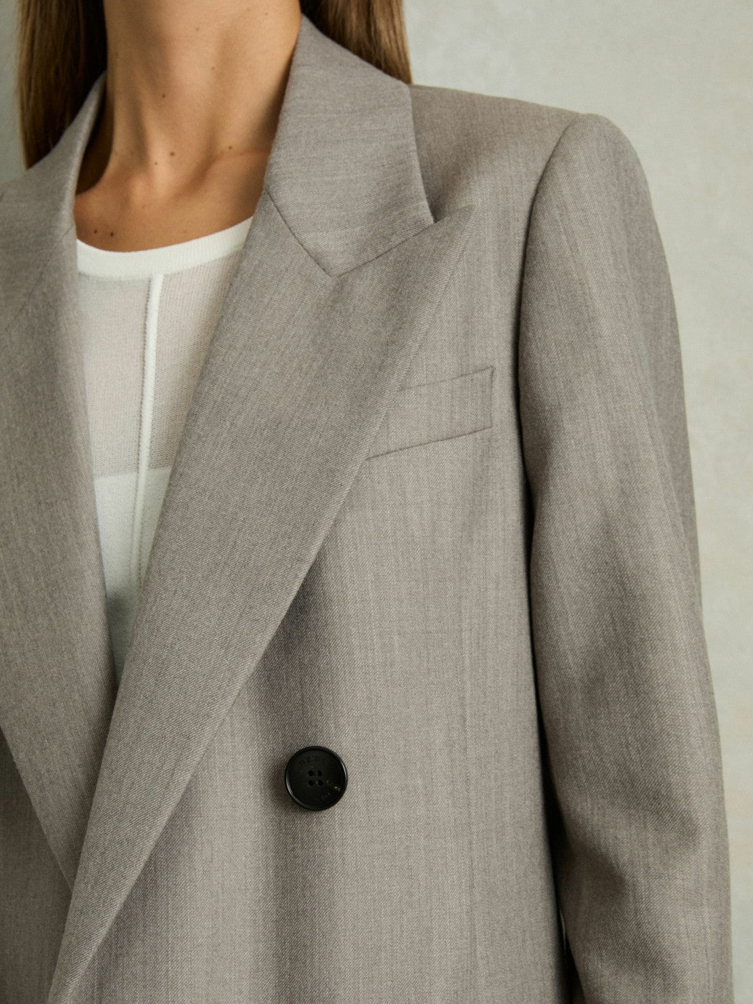Reiss Wool Oversized Double-Breasted Blazer in Grey