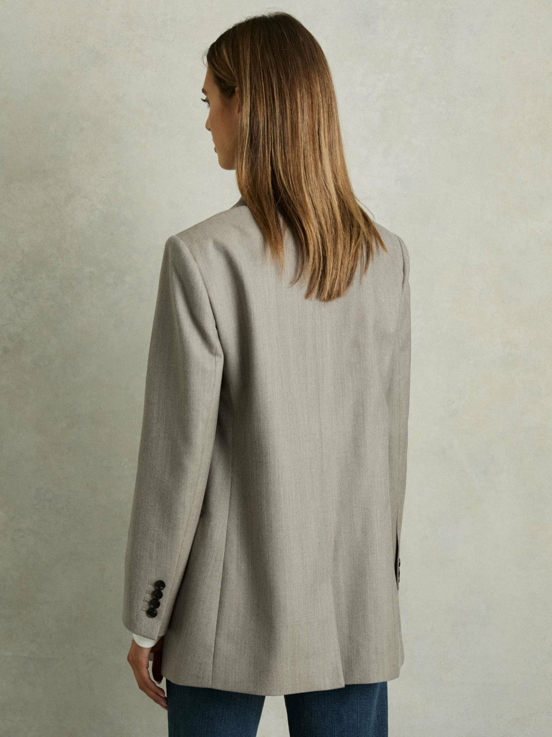 Reiss Wool Oversized Double-Breasted Blazer in Grey