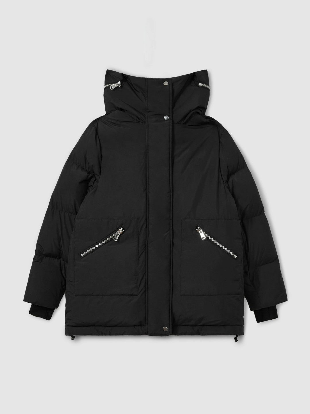 Reiss Petite Concealed-Hood Puffer Coat in Black