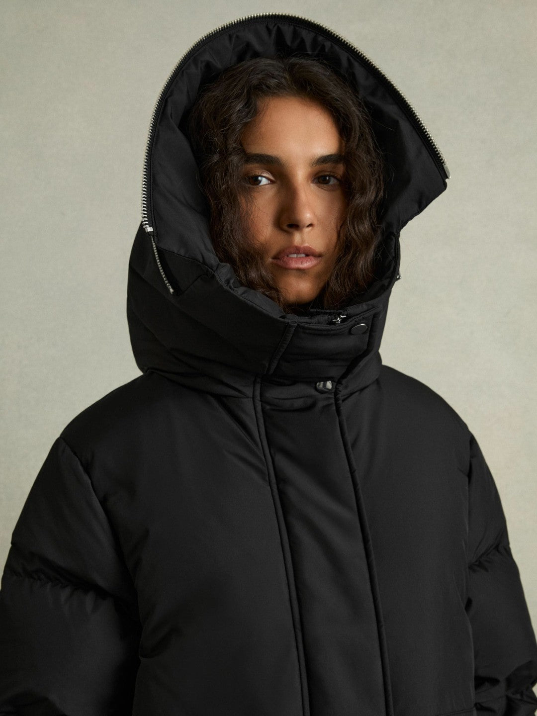 Reiss Petite Concealed-Hood Puffer Coat in Black