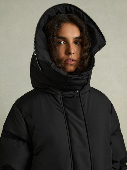 Reiss Petite Concealed-Hood Puffer Coat in Black