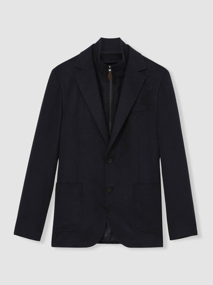Reiss Single-Breasted Blazer With Gilet Insert Regular-Fit in Navy
