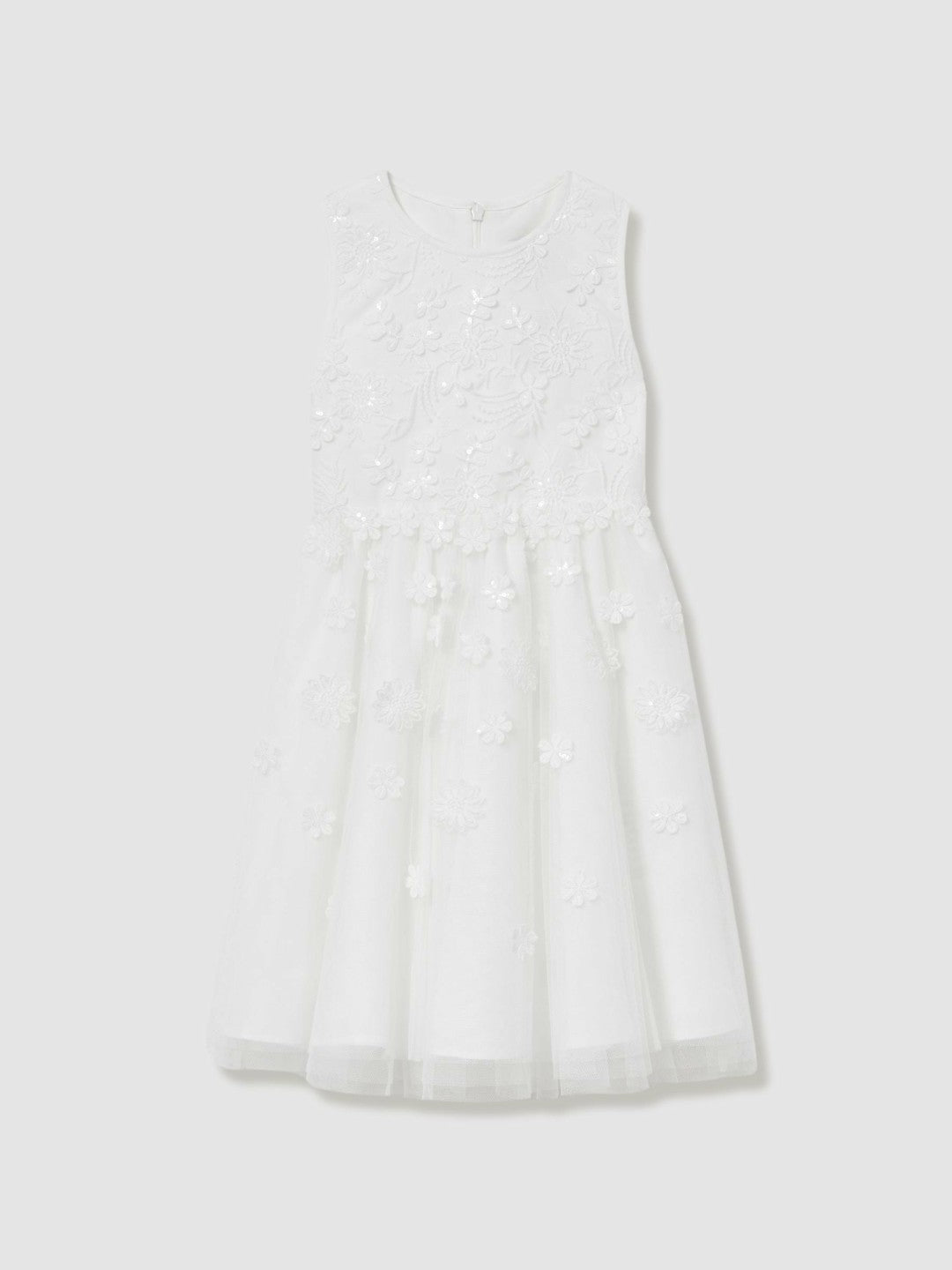 Reiss 13-14 yrs Tulle Floral-Embroidered Bridesmaid Dress in Ivory