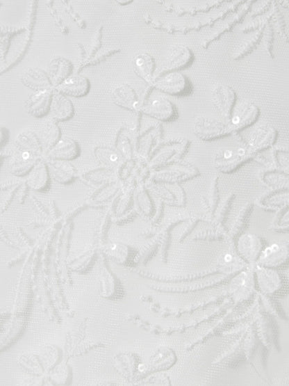 Reiss 13-14 yrs Tulle Floral-Embroidered Bridesmaid Dress in Ivory