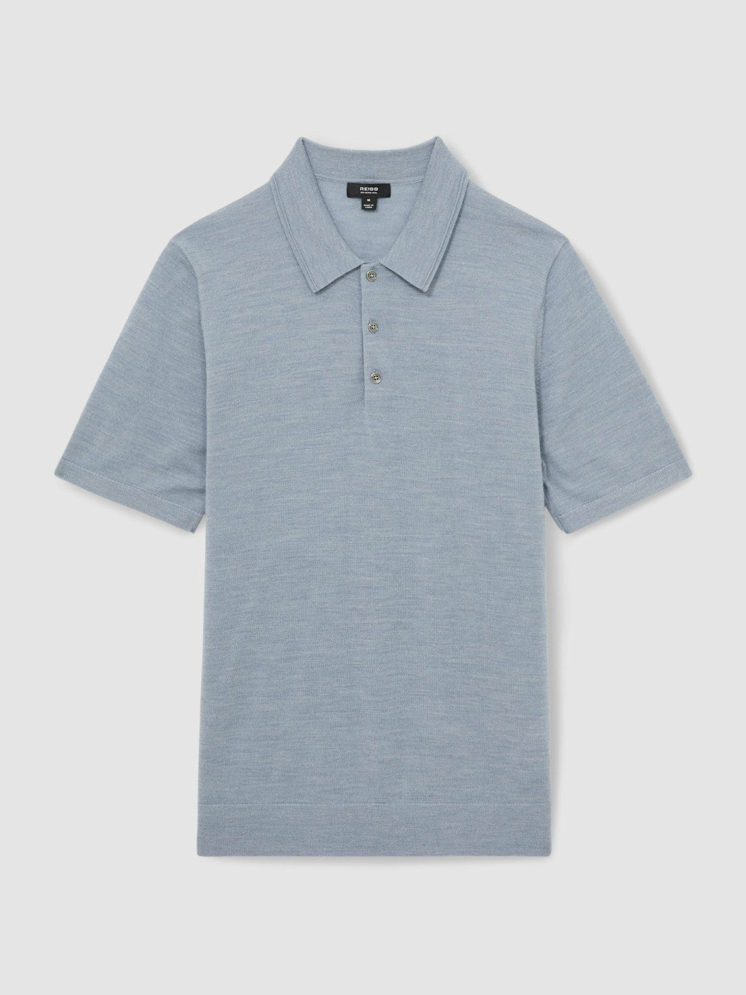 Reiss Merino Wool Polo Shirt in Soft Blue