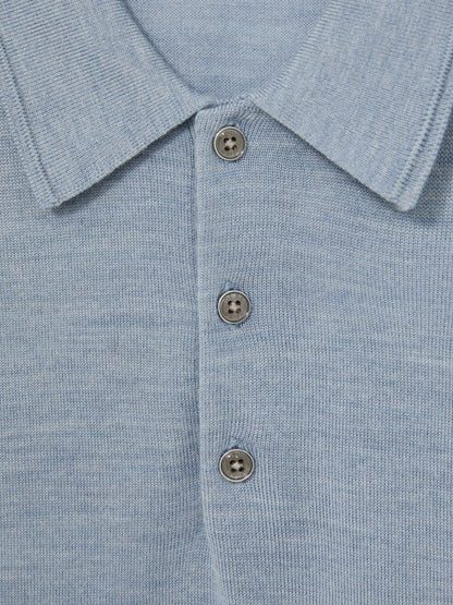 Reiss Merino Wool Polo Shirt in Soft Blue