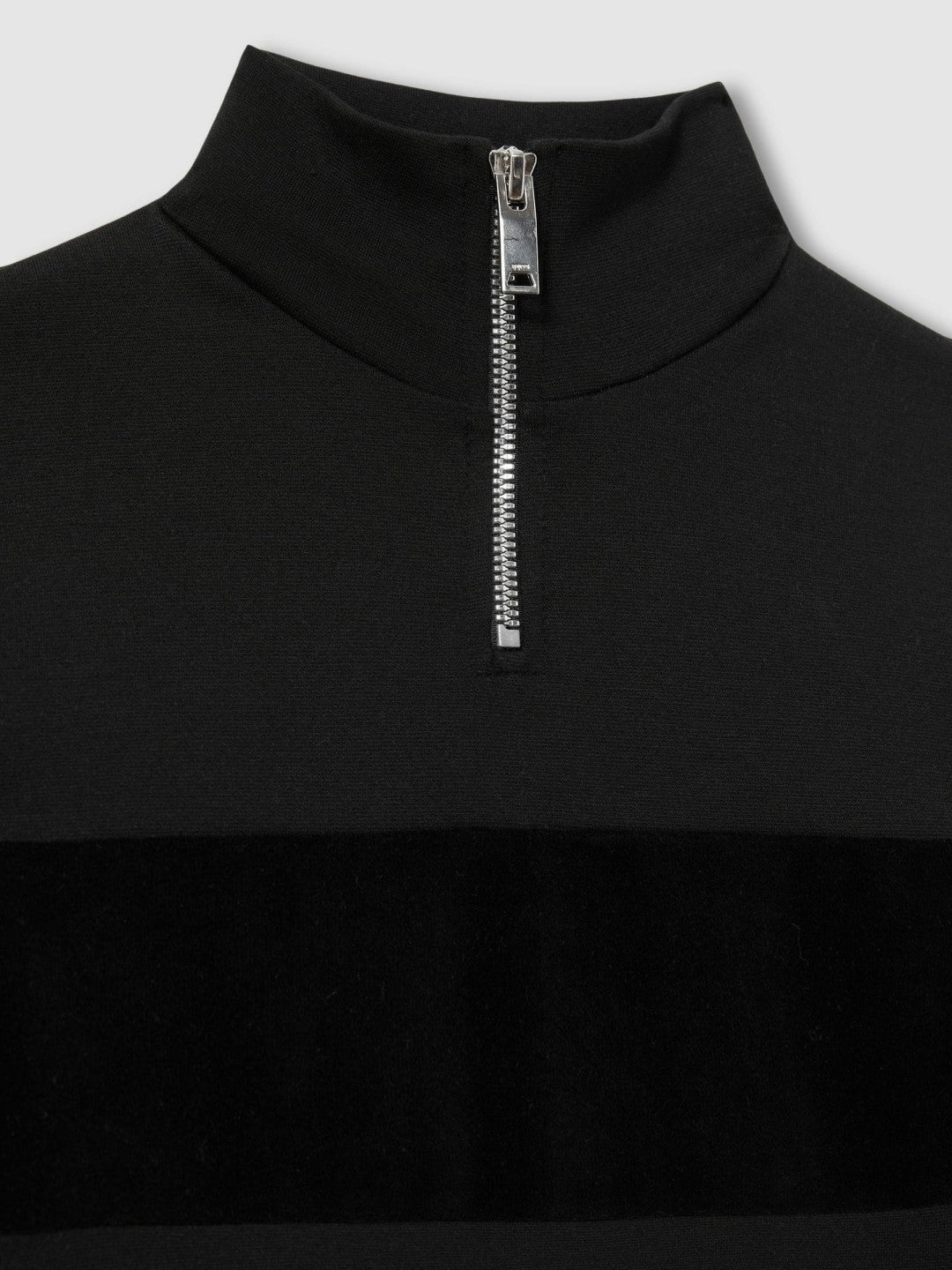 Reiss 9-13 yrs Slim Fit Half-Zip Funnel Neck Velour Sweatshirt in Black