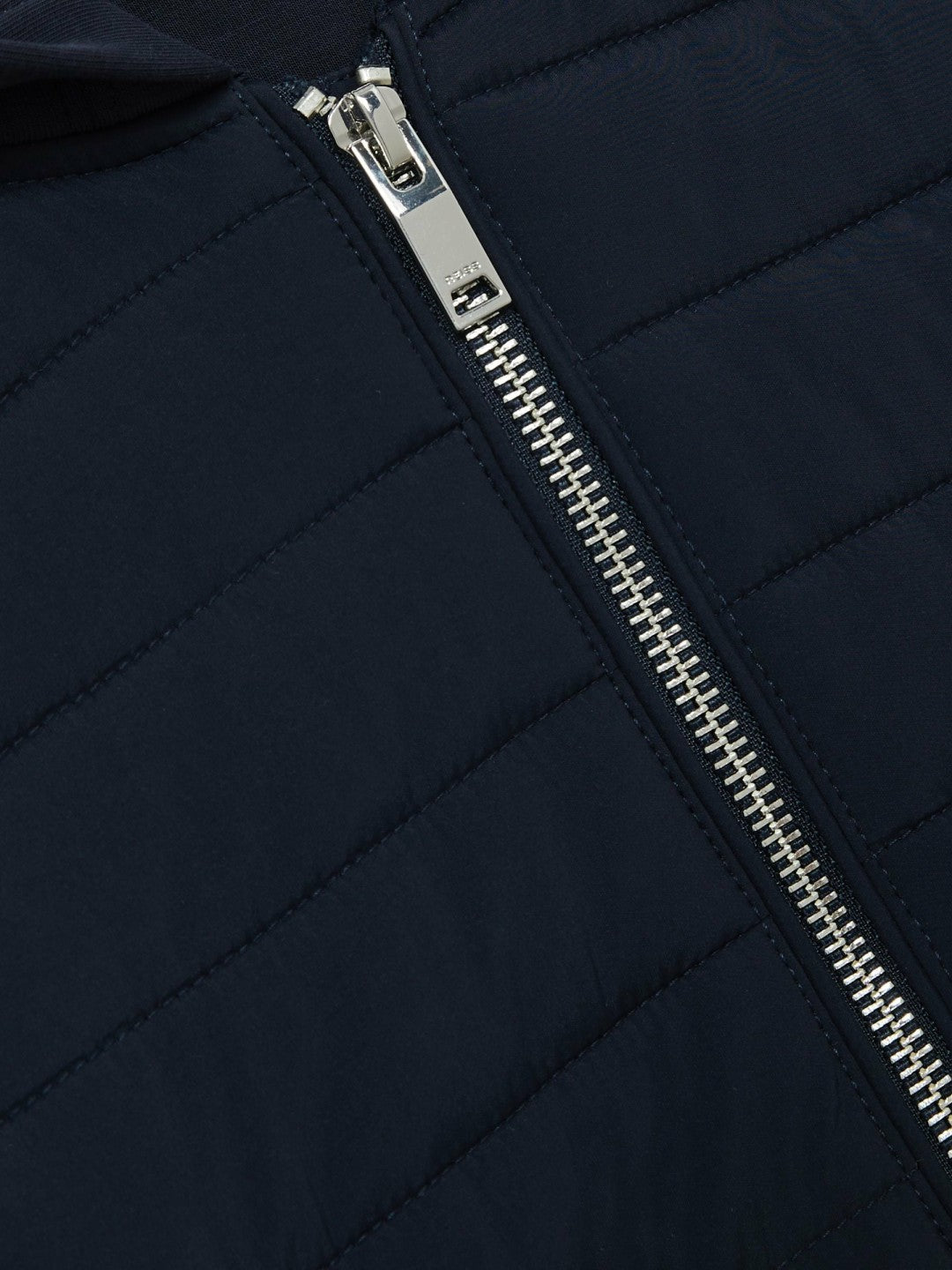Reiss 3-9 yrs Interlock Hybrid Hooded Puffer Jacket in Navy
