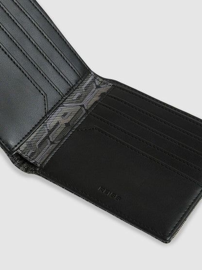 Reiss Coated Canvas Monogram Wallet in Black