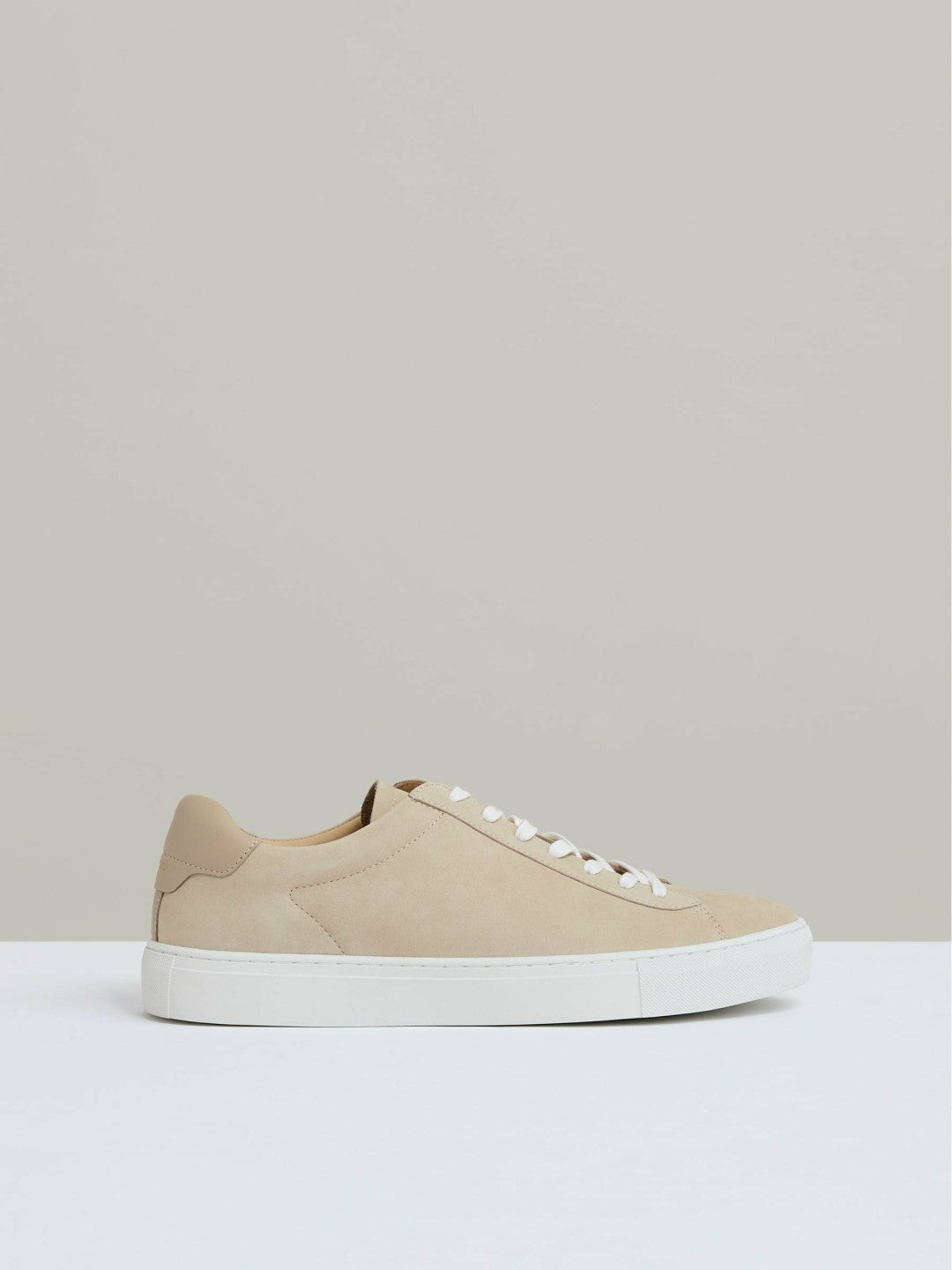 Reiss Nubuck Leather Low-Top Trainers in Ecru