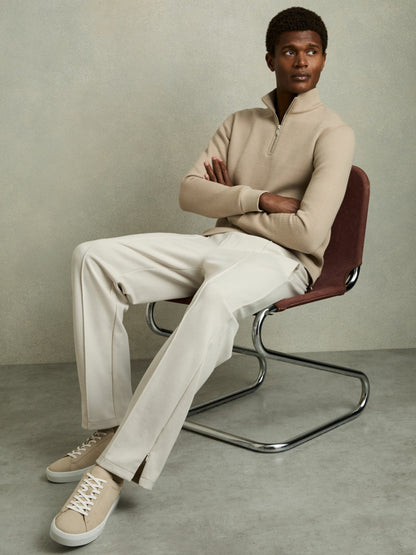 Reiss Nubuck Leather Low-Top Trainers in Ecru