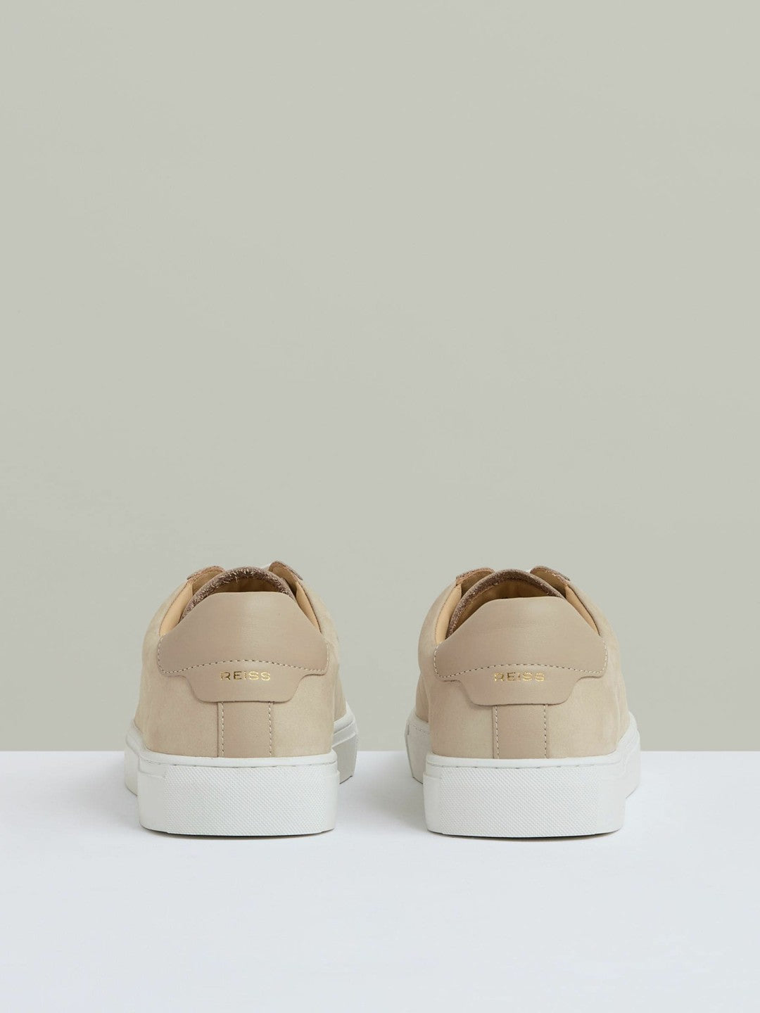 Reiss Nubuck Leather Low-Top Trainers in Ecru