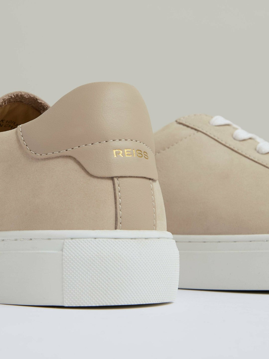 Reiss Nubuck Leather Low-Top Trainers in Ecru